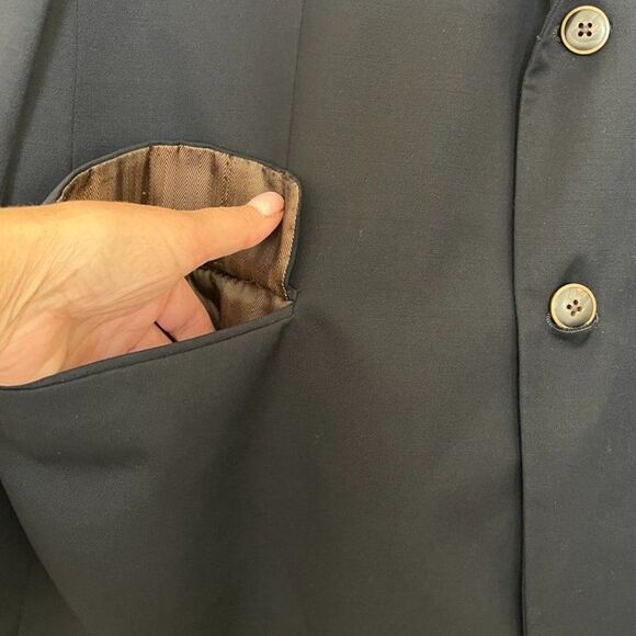 Joseph & Feiss Gold Blazer, Navy , 44 Reg 100% WORESTER WOOL EXECUTIVE Fit - Picture 3 of 16